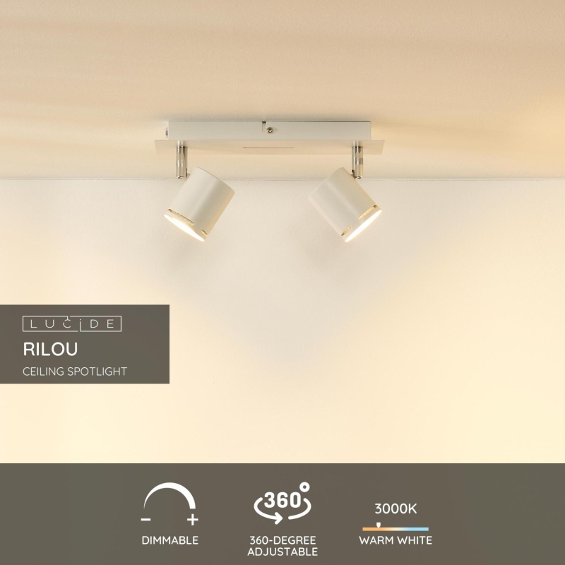 Lucide RILOU - Stropné bodové svietidlo - LED Dim. - GU10 - 2x5W 3000K - Biela